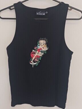 Betty Boop Teen Junior Tank Top Black Y2K Size Large